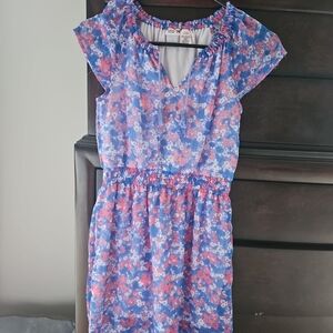 Charming Floral Kids Dress - Blue, Red, White